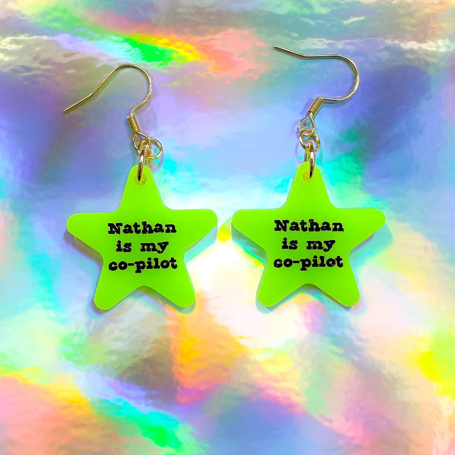 Nathan is my co-pilot Earrings