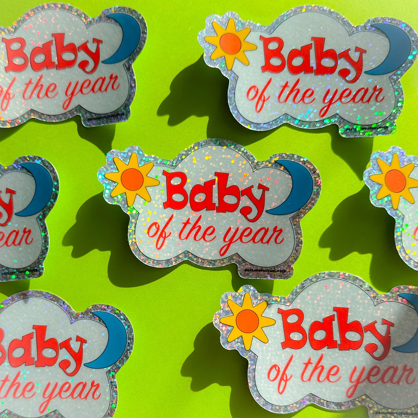 Baby of the Year Glitter Sticker