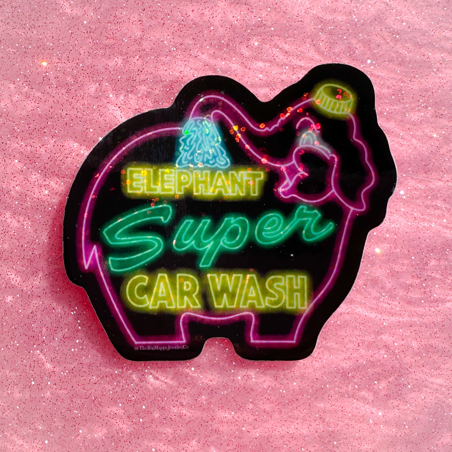 Elephant Car Wash Glitter Sticker