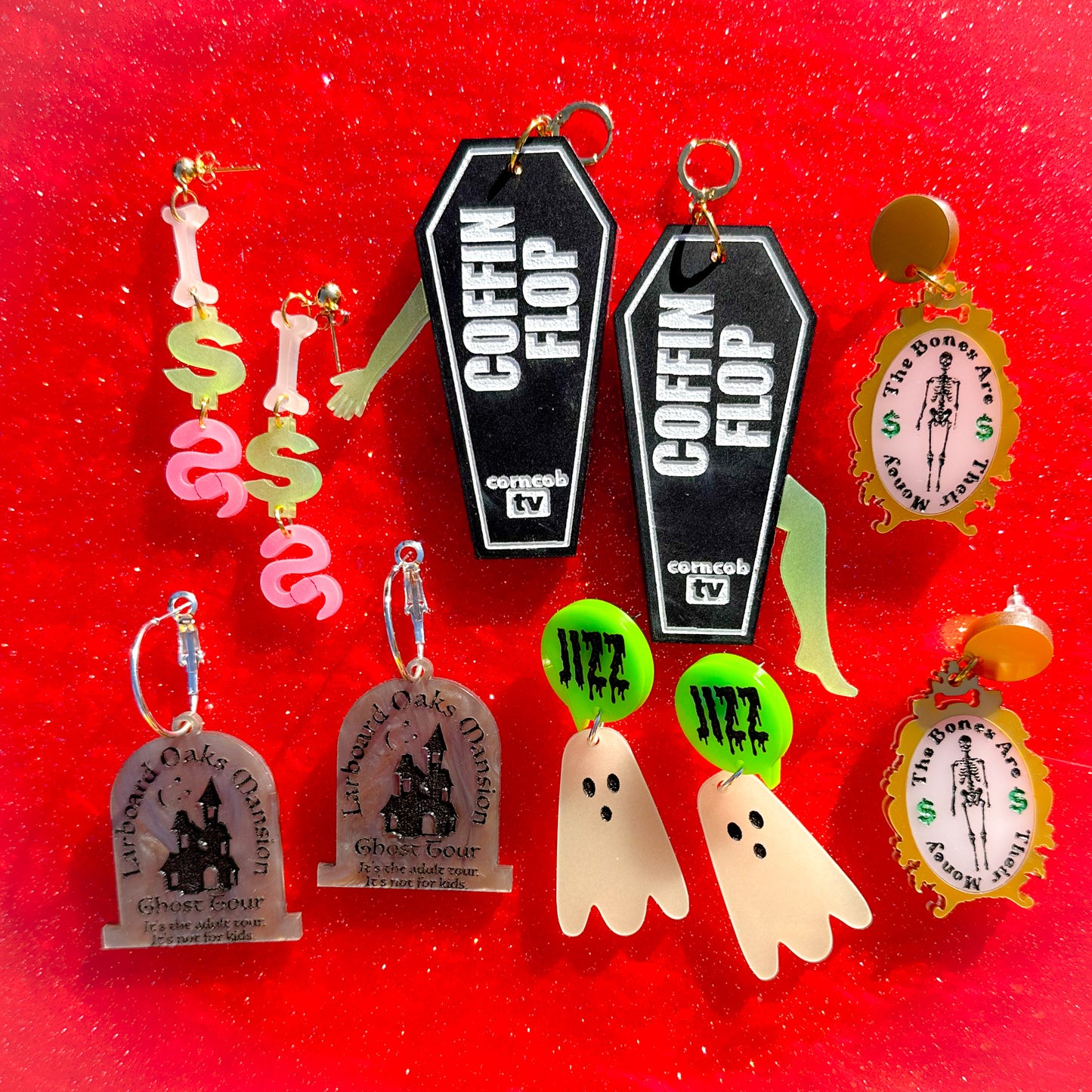 Coffin Flop Earrings *Glow in the Dark appendages*