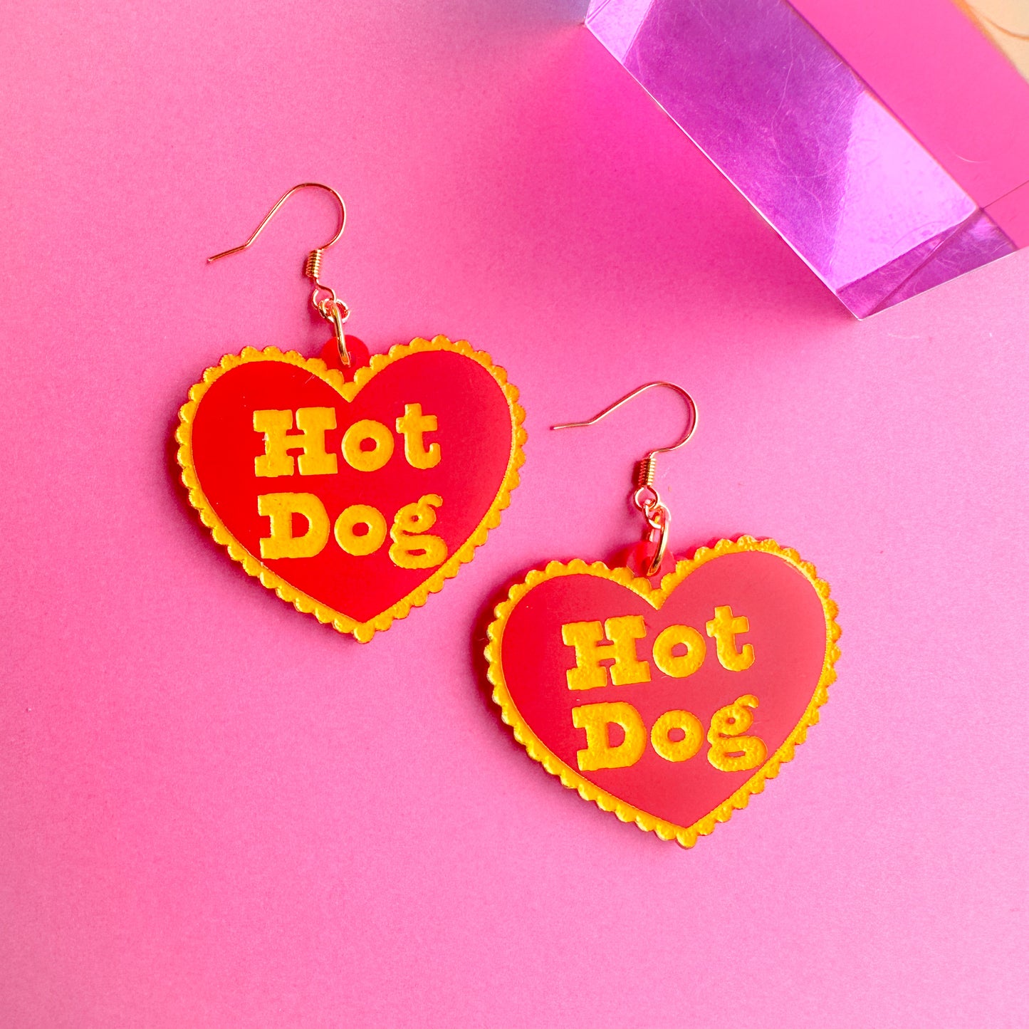 Hot Dog Heart Earrings