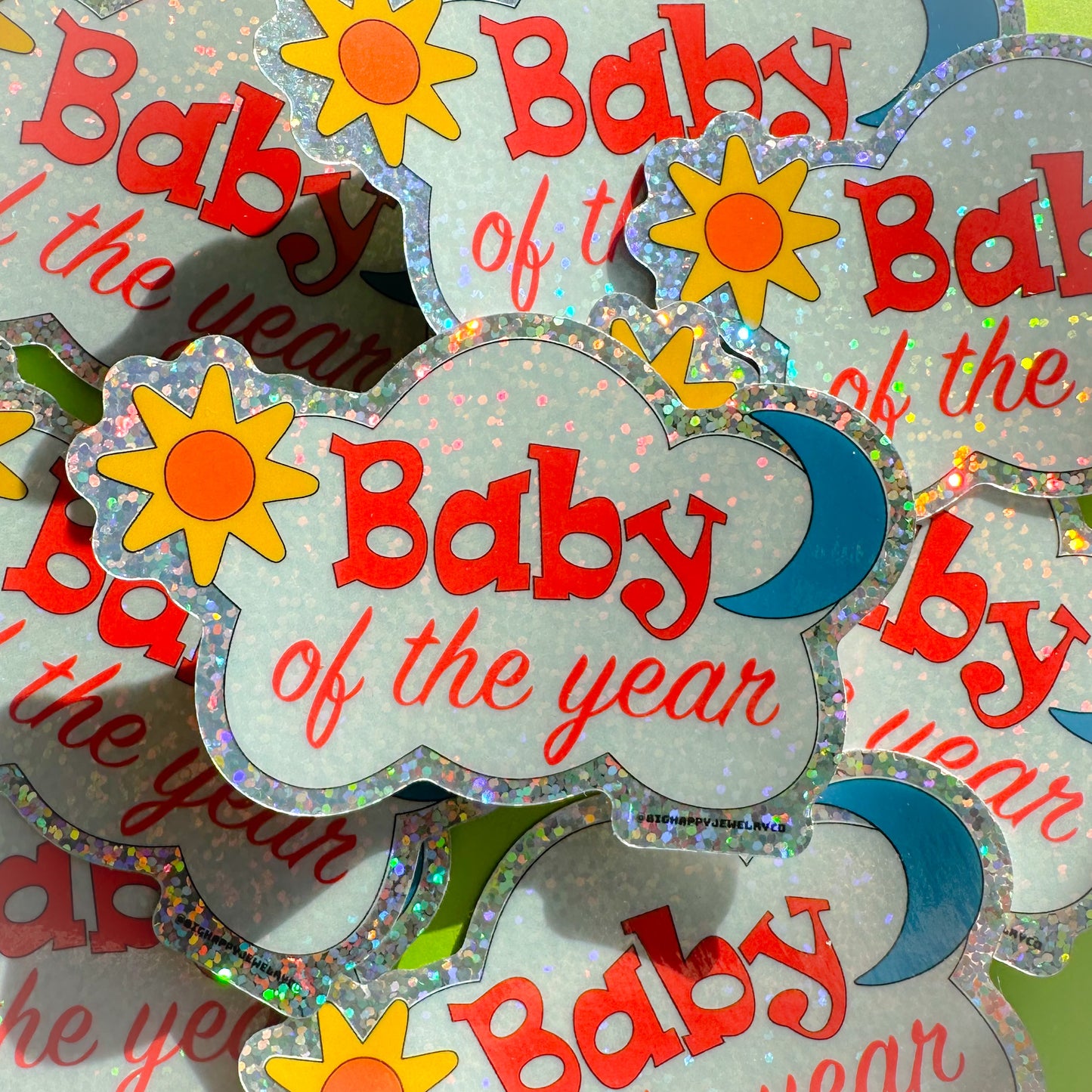 Baby of the Year Glitter Sticker