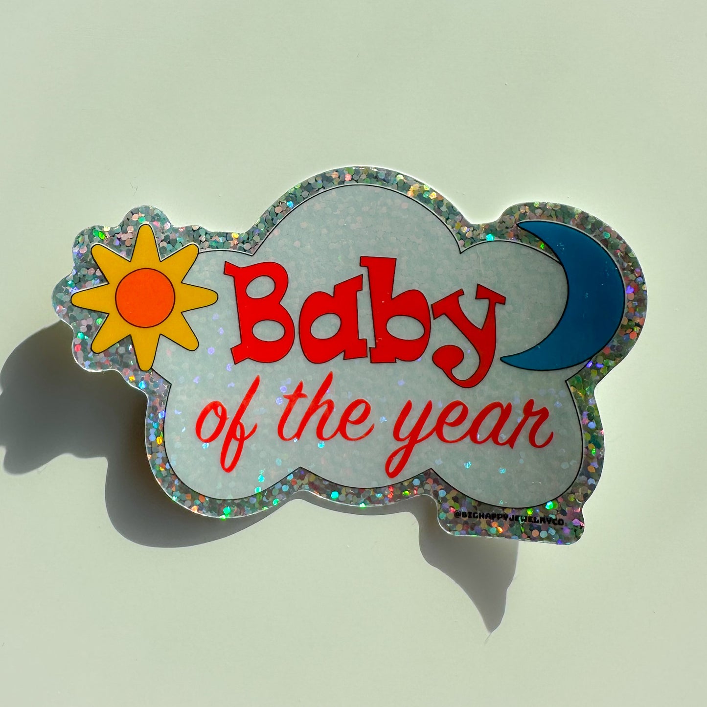 Baby of the Year Glitter Sticker