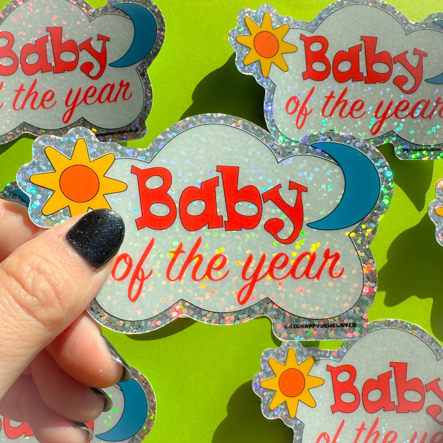 Baby of the Year Glitter Sticker