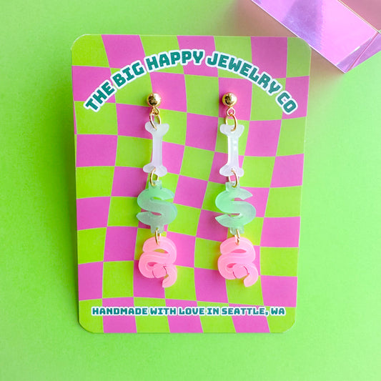 Bones are Their Money Charm Earring *Glow in the Dark*