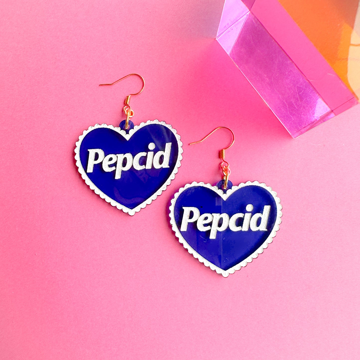 Pepcid Heart Earrings