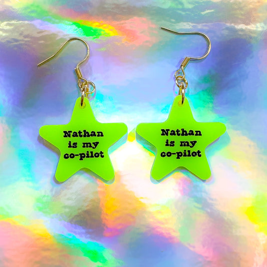 Nathan is my co-pilot Earrings