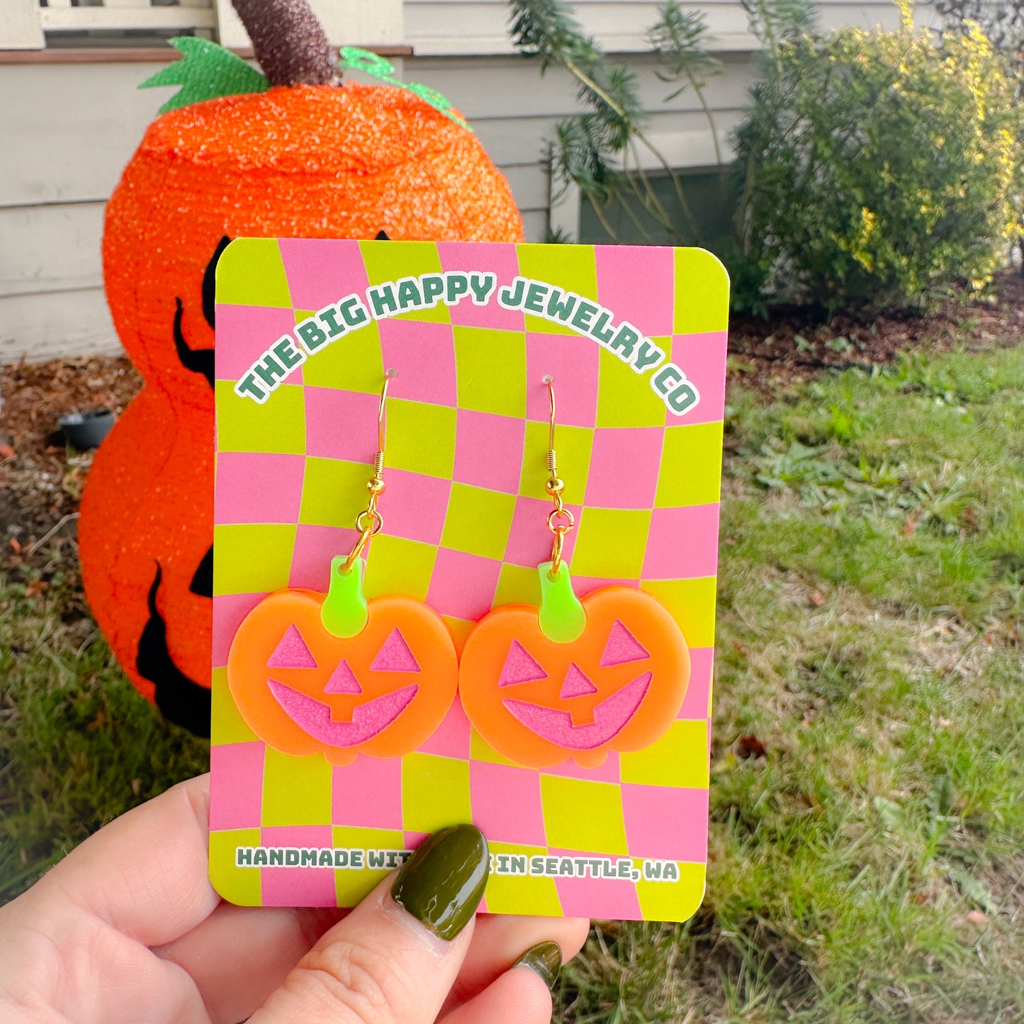 Neon Pumpkin Earrings