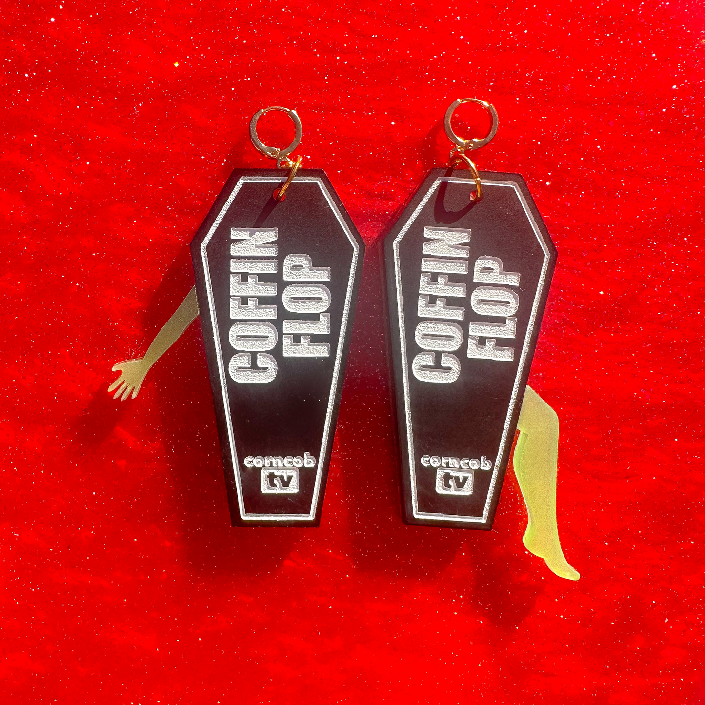 Coffin Flop Earrings *Glow in the Dark appendages*