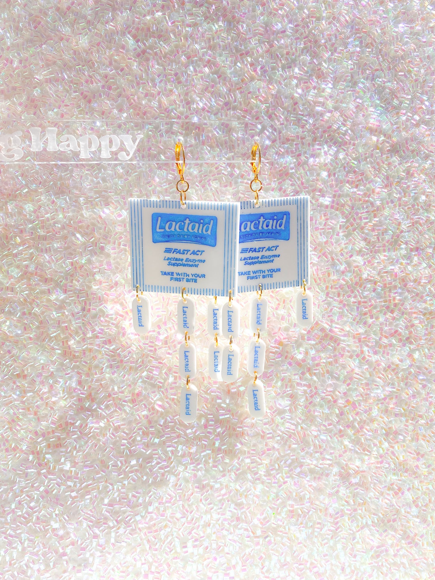 Lactose Intolerant Earrings, Lactaid earrings